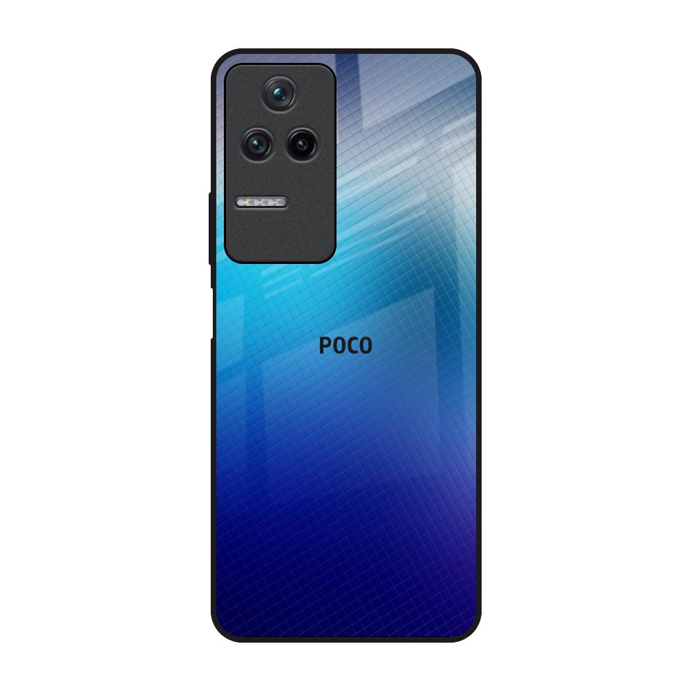 Blue Rhombus Pattern Poco F4 5G Glass Back Cover Online