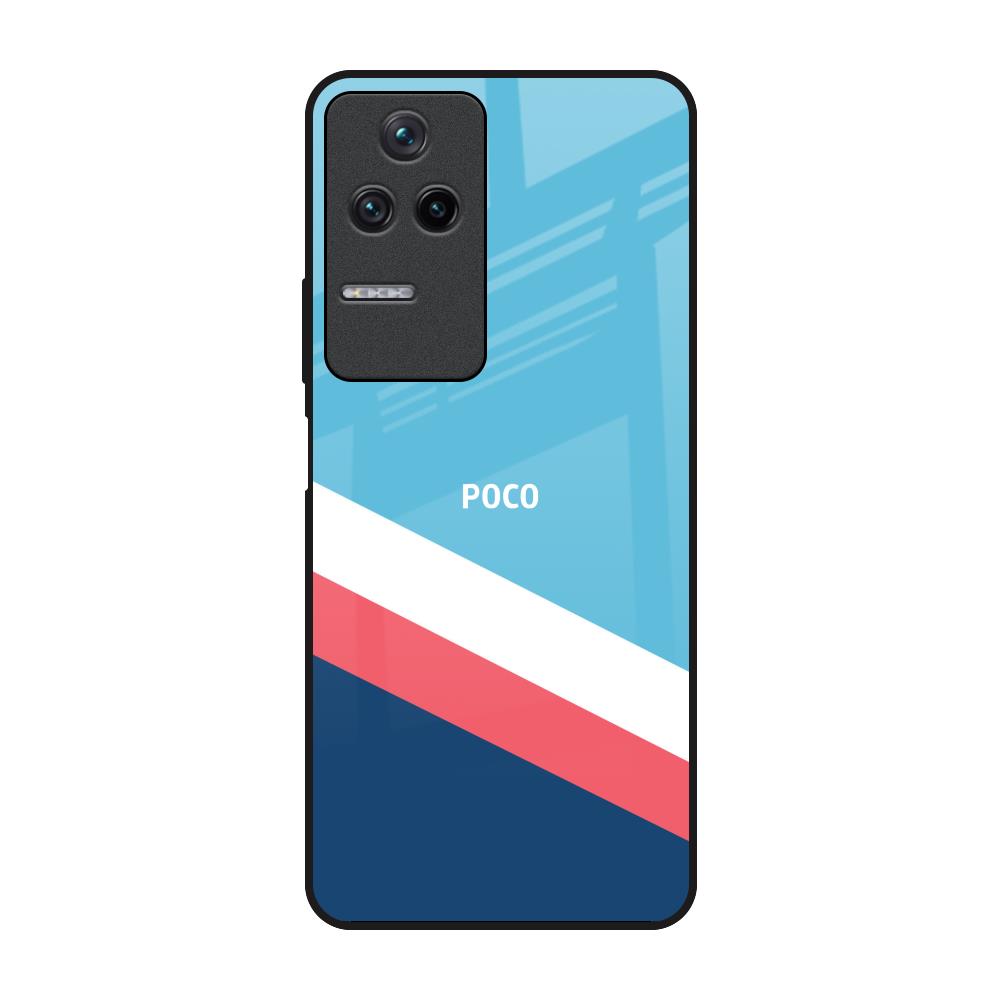 Pink & White Stripes Poco F4 5G Glass Back Cover Online