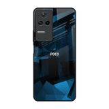 Polygonal Blue Box Poco F4 5G Glass Back Cover Online