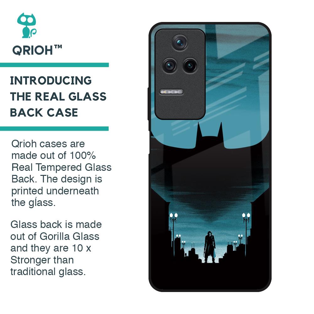 Cyan Bat Glass Case for Poco F4 5G