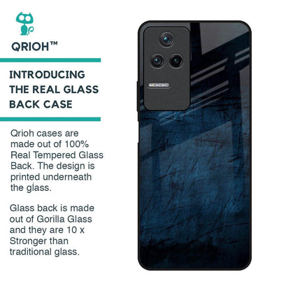 Dark Blue Grunge Glass Case for Poco F4 5G