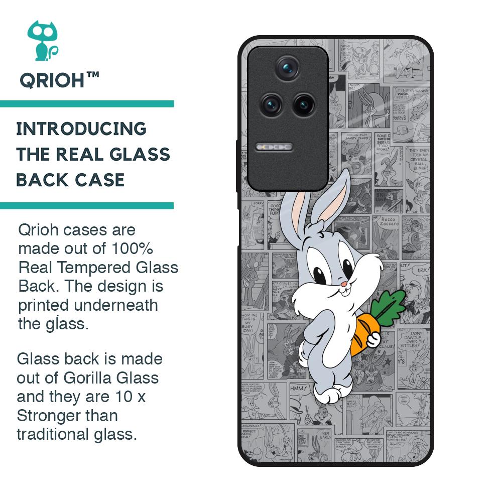 Cute Baby Bunny Glass Case for Poco F4 5G