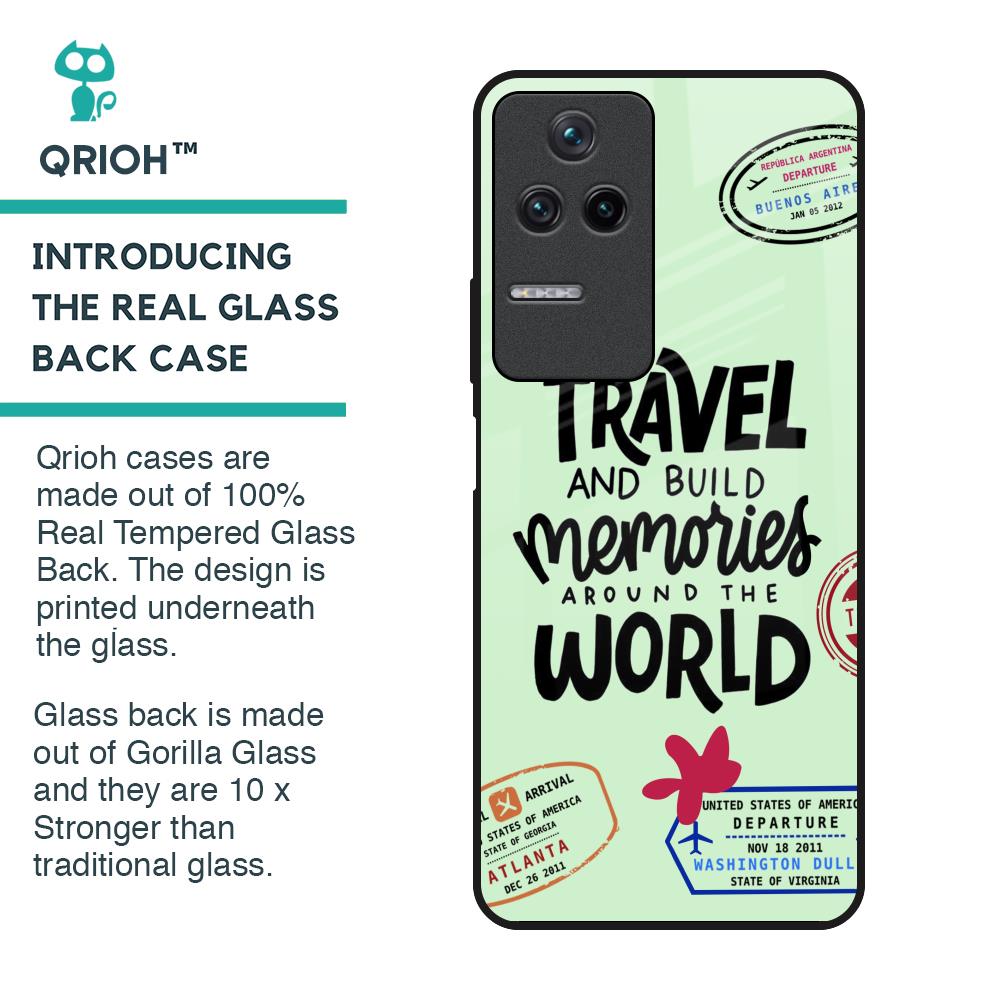 Travel Stamps Glass Case for Poco F4 5G