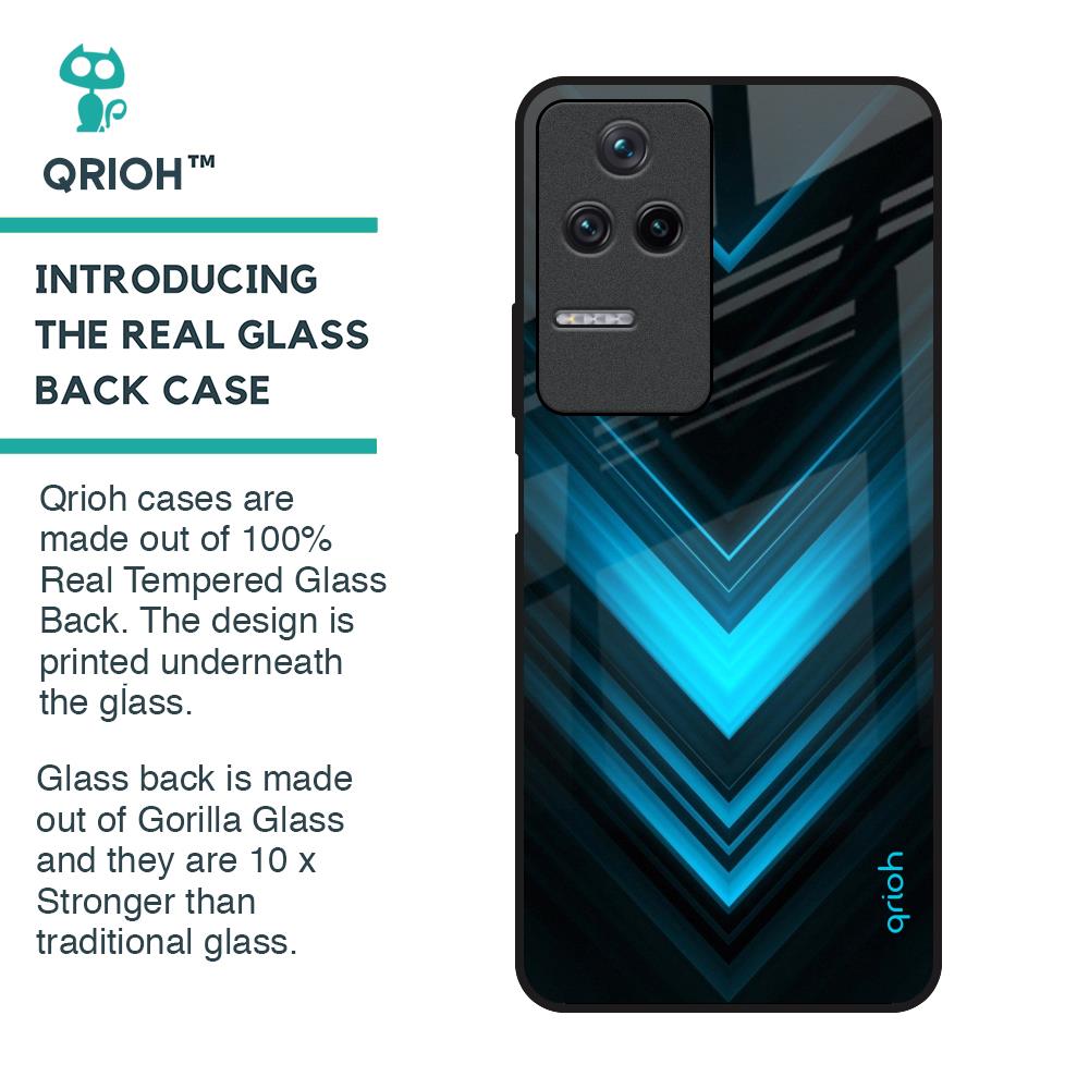 Vertical Blue Arrow Glass Case For Poco F4 5G