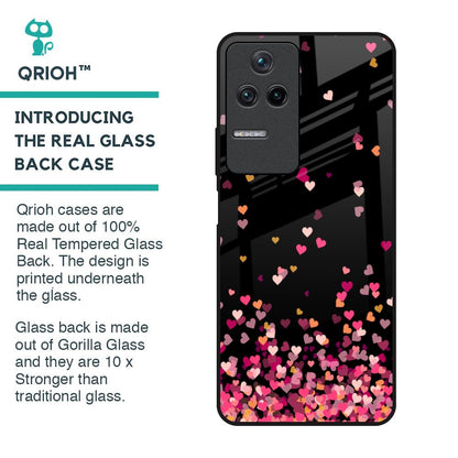 Heart Rain Fall Glass Case For Poco F4 5G