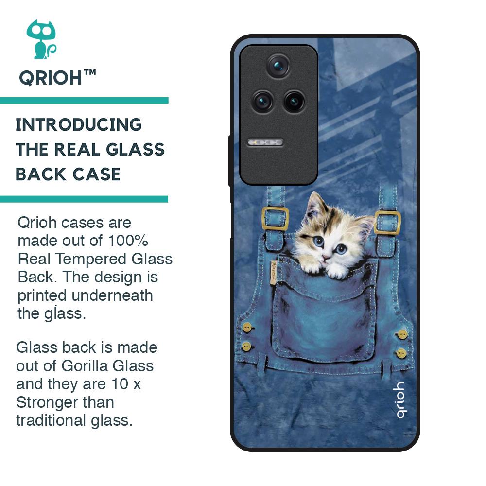 Kitty In Pocket Glass Case For Poco F4 5G