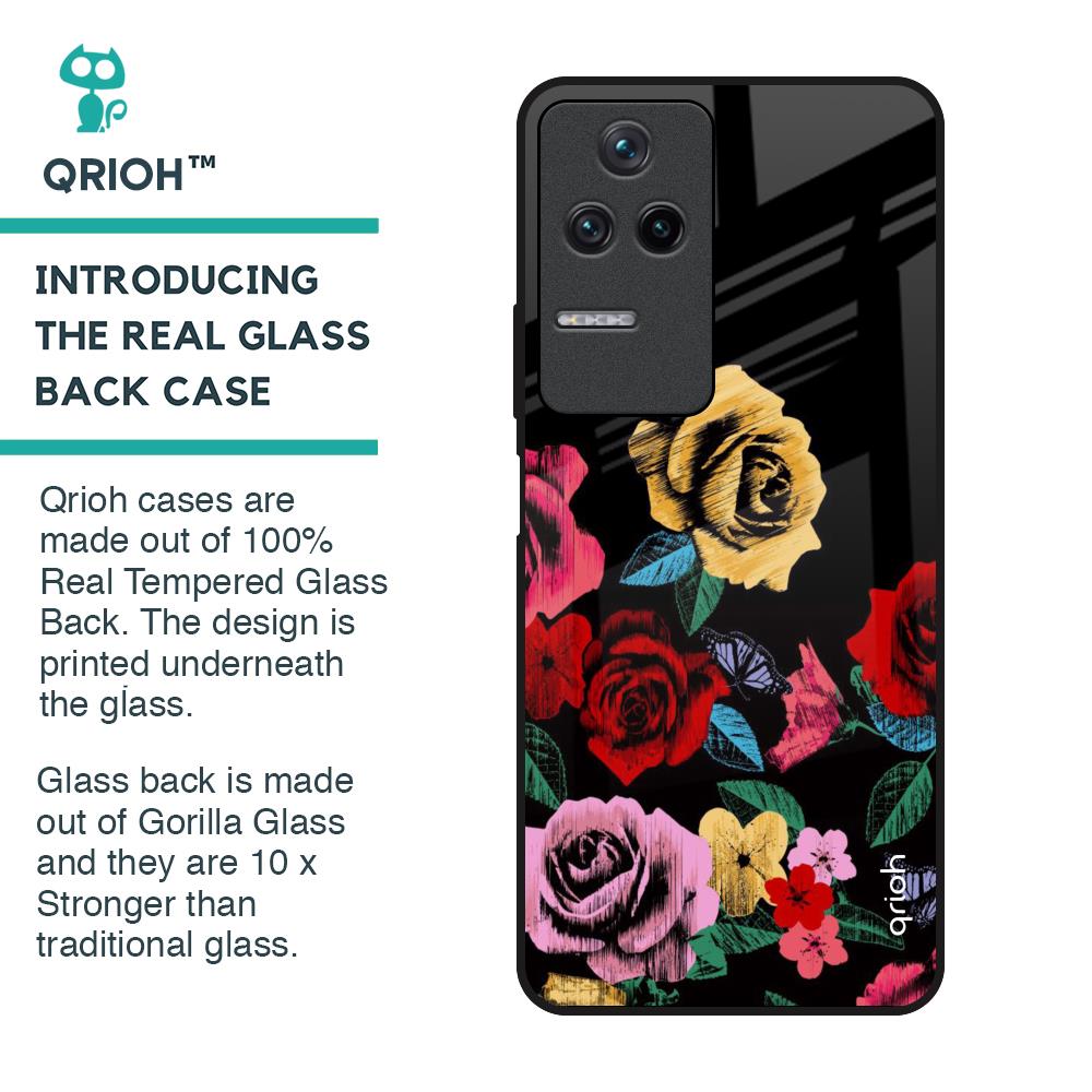 Floral Decorative Glass Case For Poco F4 5G