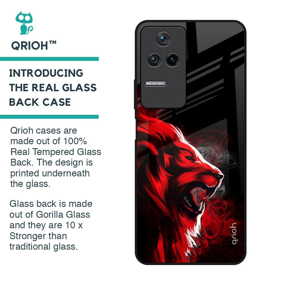 Red Angry Lion Glass Case for Poco F4 5G