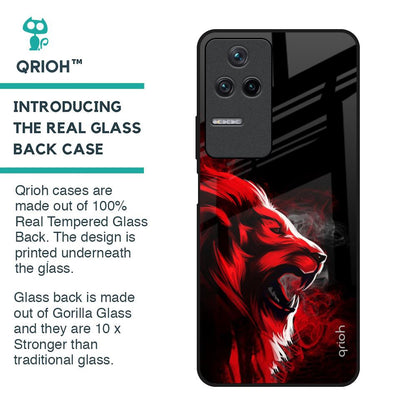 Red Angry Lion Glass Case for Poco F4 5G