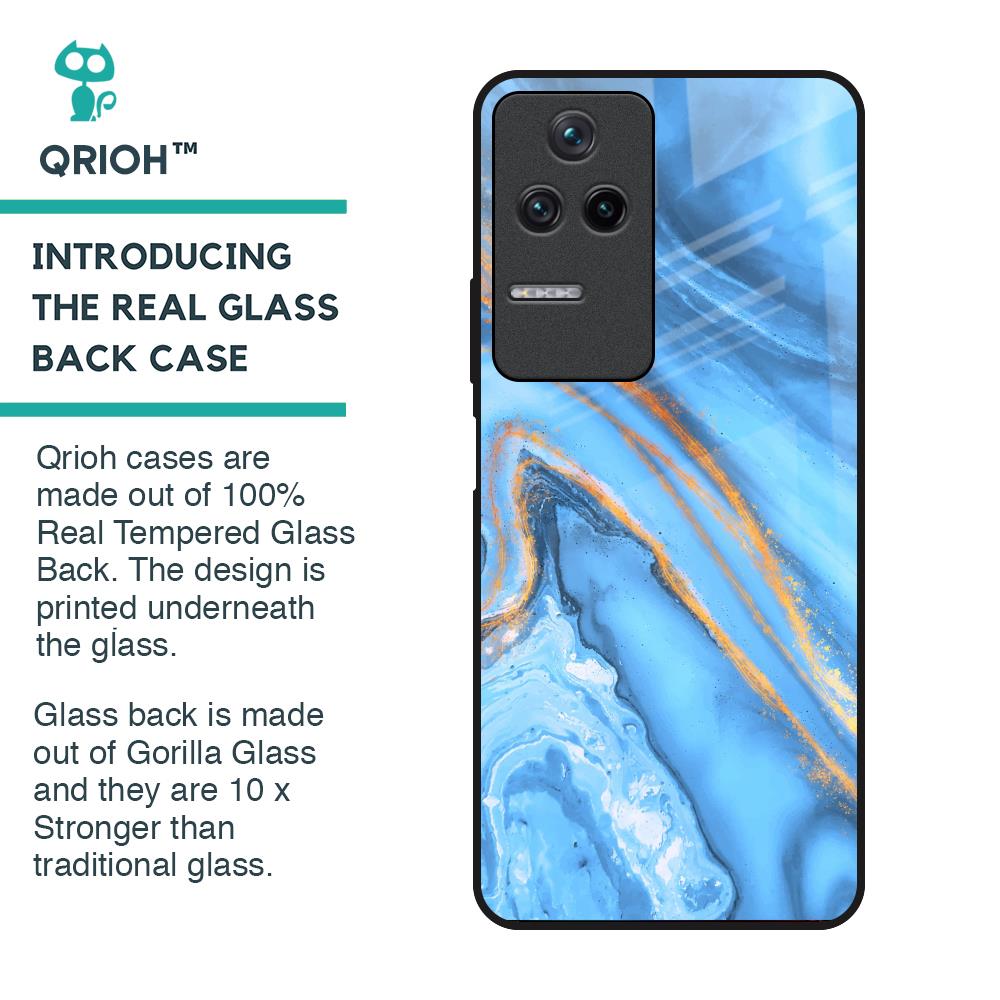 Vibrant Blue Marble Glass Case for Poco F4 5G