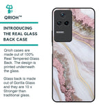 Pink & Gold Gllitter Marble Glass Case for Poco F4 5G