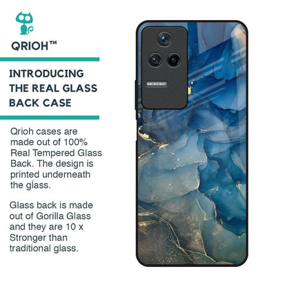 Blue Cool Marble Glass Case for Poco F4 5G