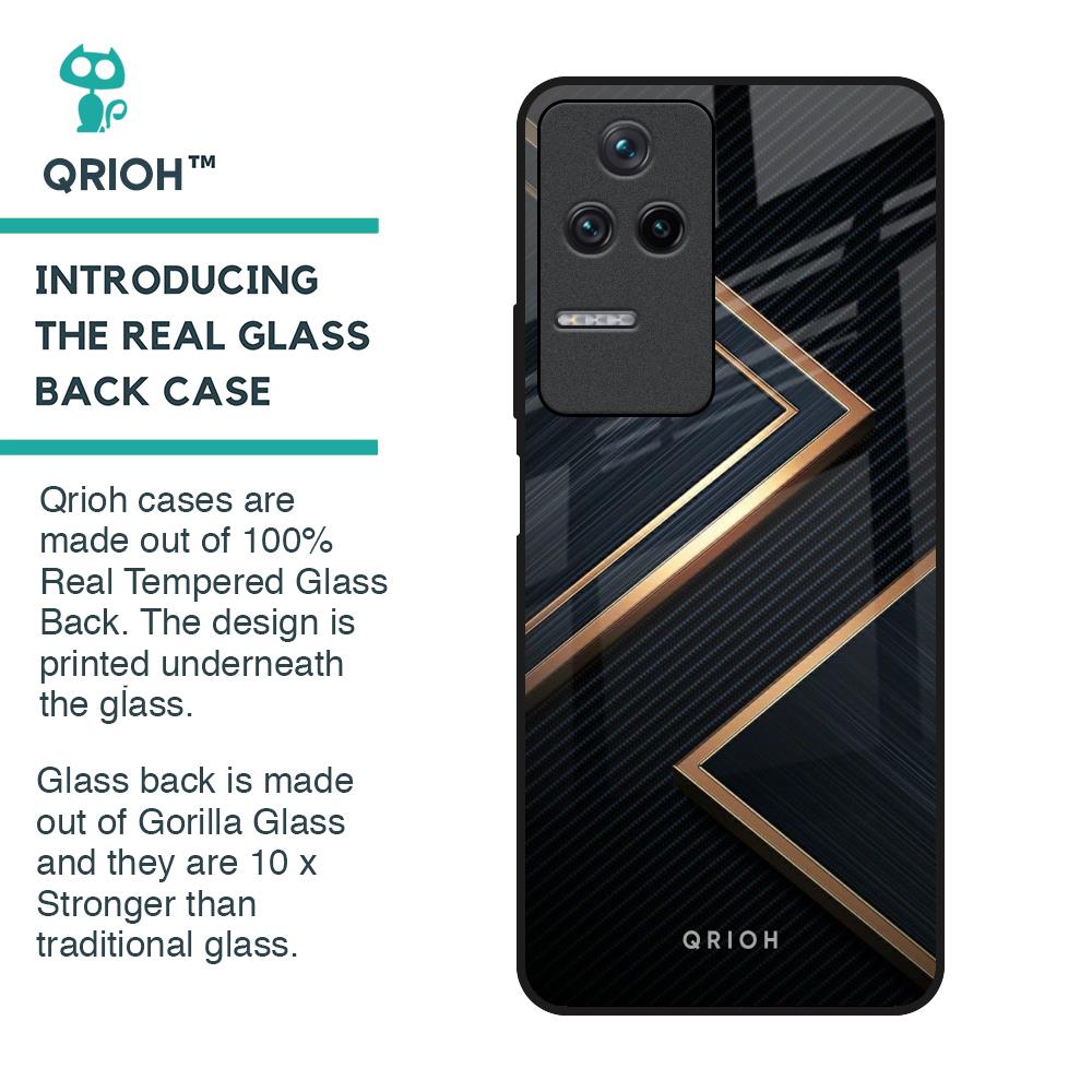 Sleek Golden & Navy Glass Case for Poco F4 5G