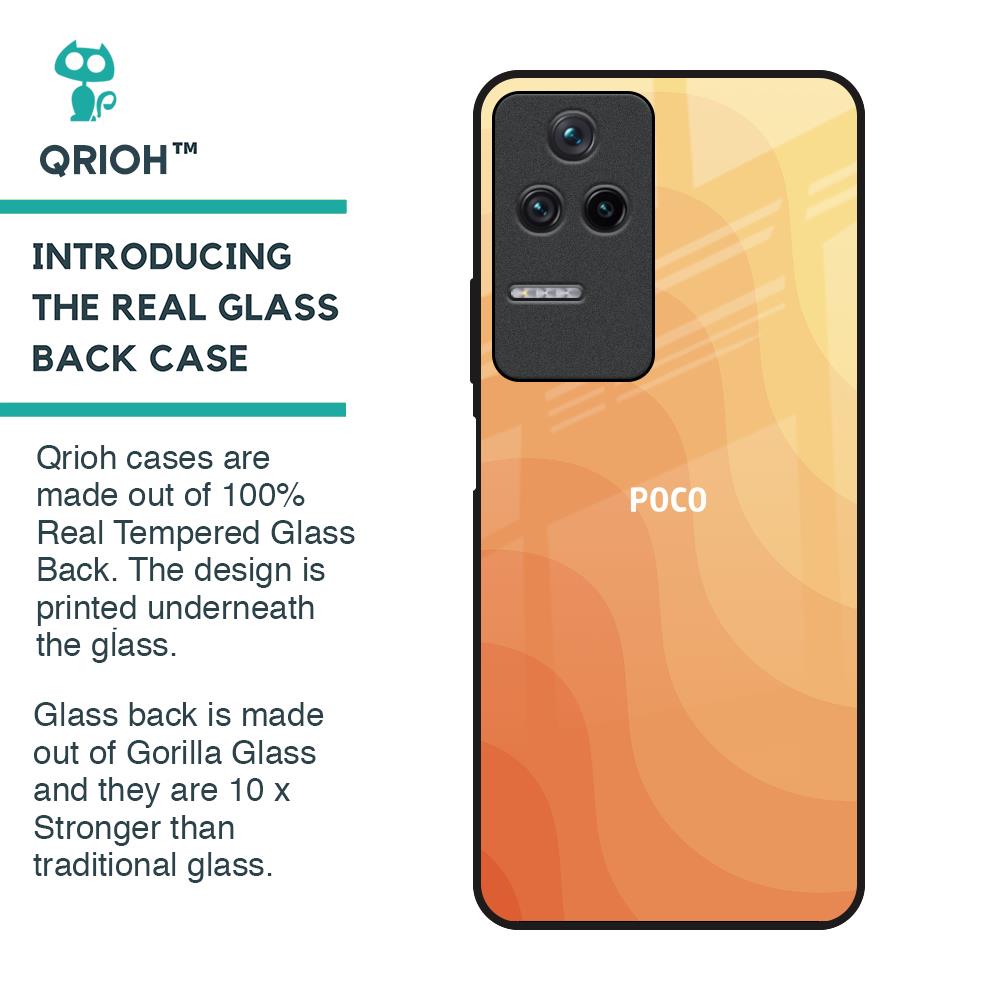 Orange Curve Pattern Glass Case for Poco F4 5G