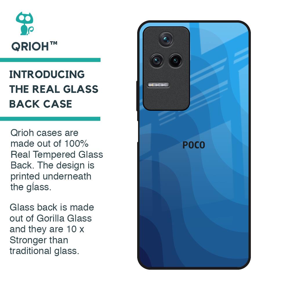 Blue Wave Abstract Glass Case for Poco F4 5G