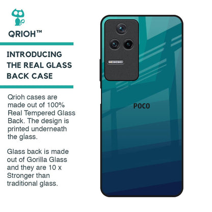 Green Triangle Pattern Glass Case for Poco F4 5G