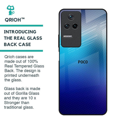 Blue Rhombus Pattern Glass Case for Poco F4 5G