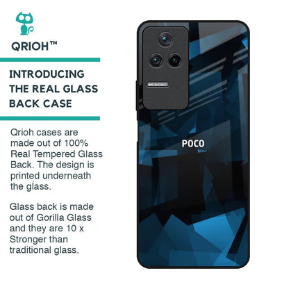 Polygonal Blue Box Glass Case For Poco F4 5G