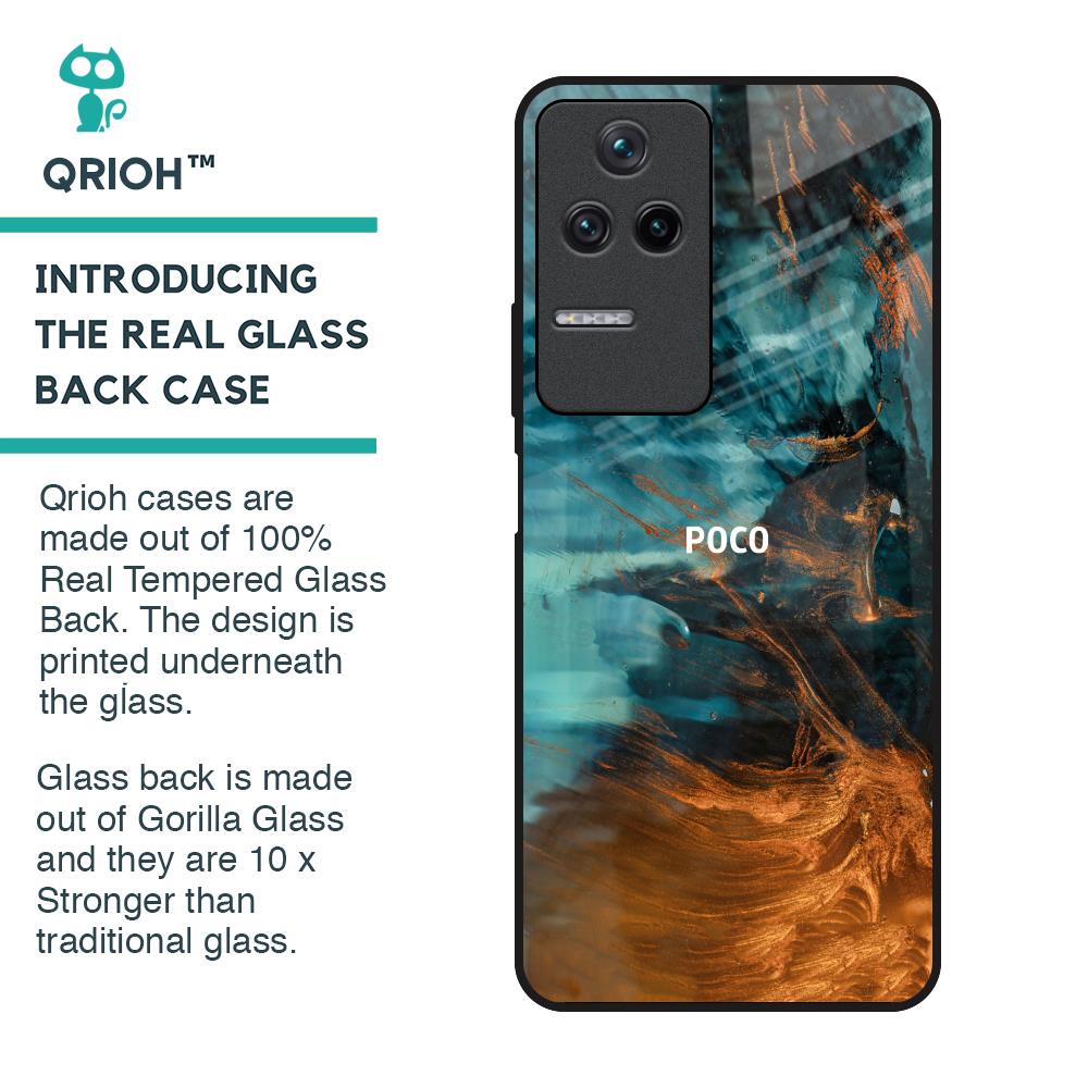 Golden Splash Glass Case for Poco F4 5G
