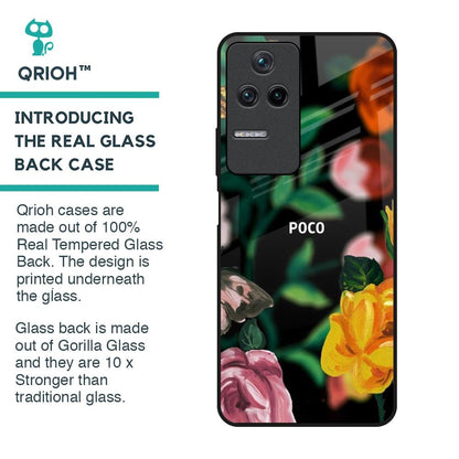 Flowers & Butterfly Glass Case for Poco F4 5G