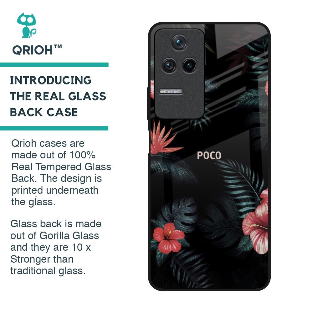 Tropical Art Flower Glass Case for Poco F4 5G