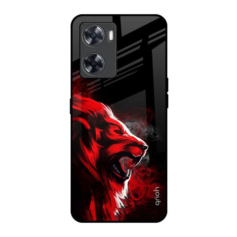 Red Angry Lion Oppo A57 4G Glass Back Cover Online