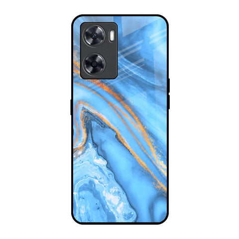 Vibrant Blue Marble Oppo A57 4G Glass Back Cover Online