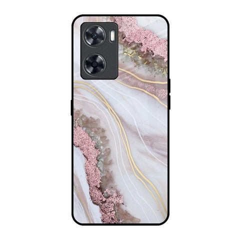Pink & Gold Gllitter Marble Oppo A57 4G Glass Back Cover Online