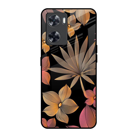 Lines Pattern Flowers Oppo A57 4G Glass Back Cover Online