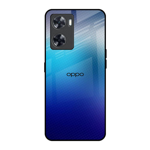 Blue Rhombus Pattern Oppo A57 4G Glass Back Cover Online