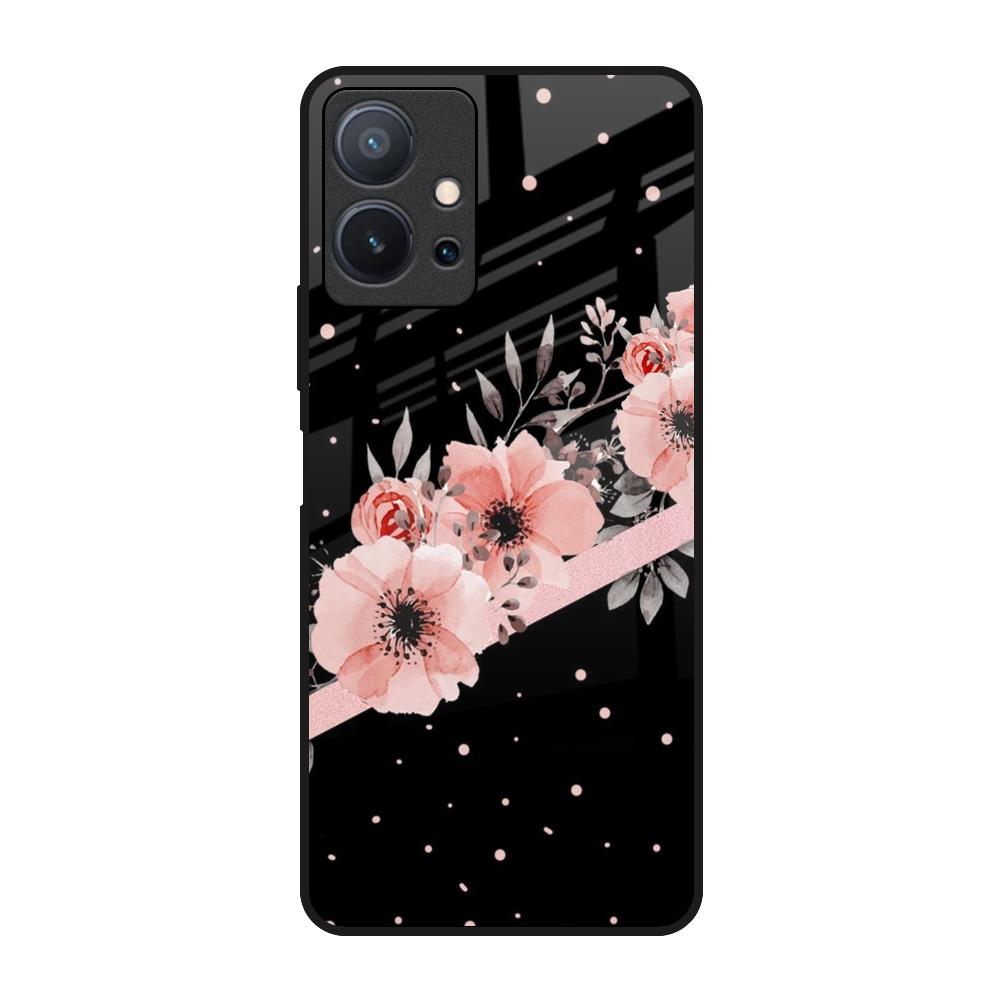 Floral Black Band Vivo T1 5G Glass Back Cover Online