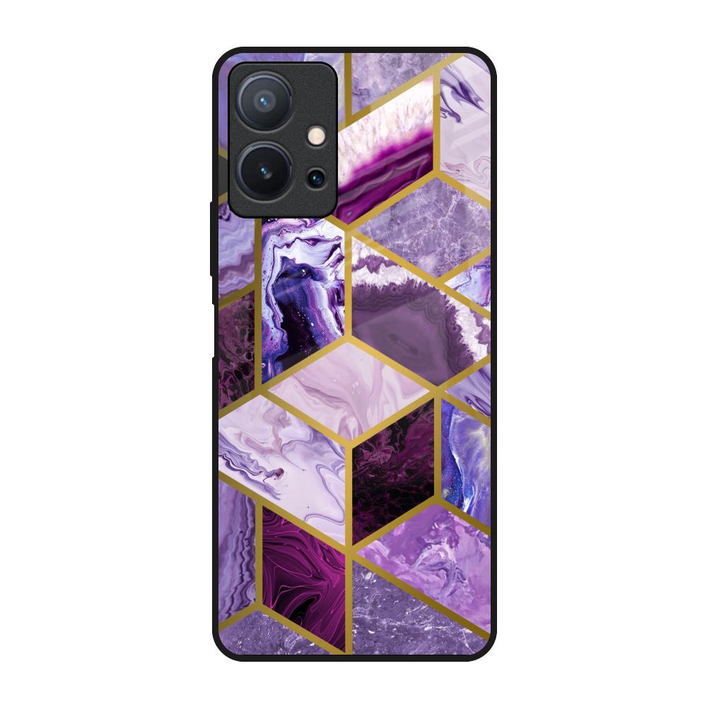 Purple Rhombus Marble Vivo T1 5G Glass Back Cover Online