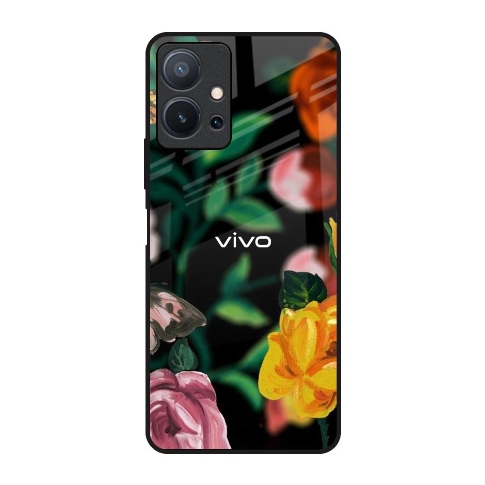 Flowers & Butterfly Vivo T1 5G Glass Back Cover Online