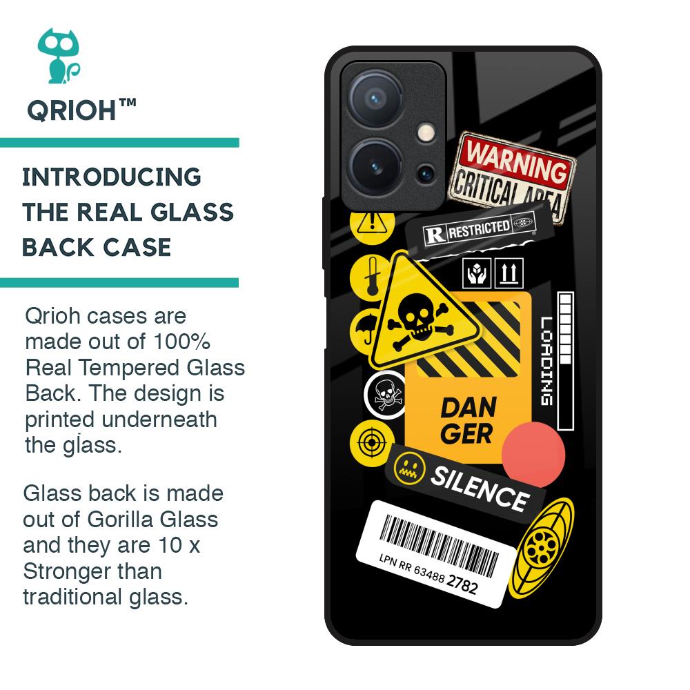 Danger Signs Glass Case for Vivo T1 5G