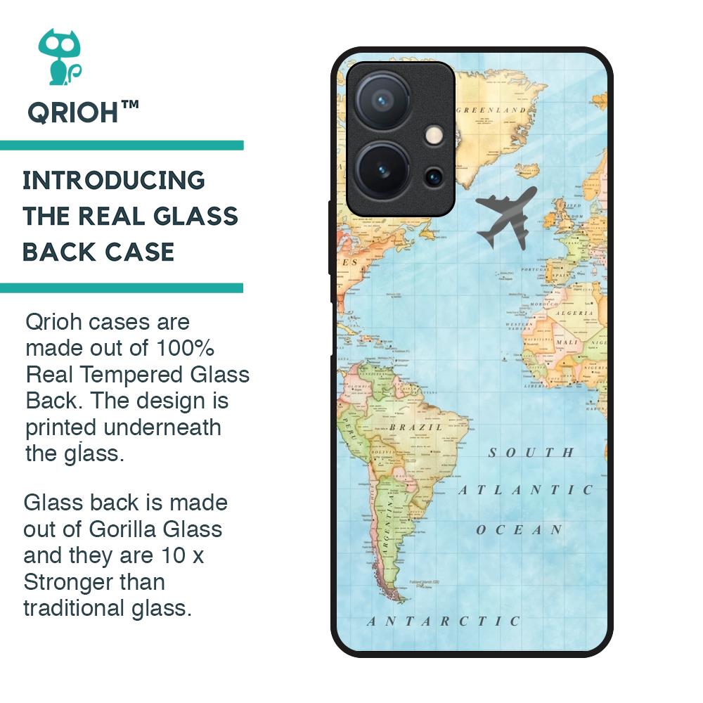 Travel Map Glass Case for Vivo T1 5G