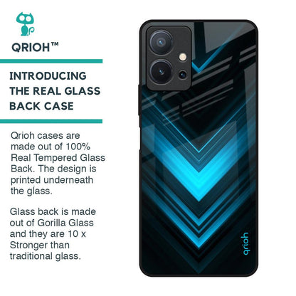 Vertical Blue Arrow Glass Case For Vivo T1 5G