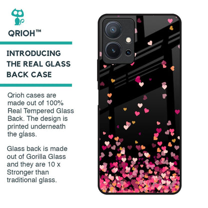 Heart Rain Fall Glass Case For Vivo T1 5G