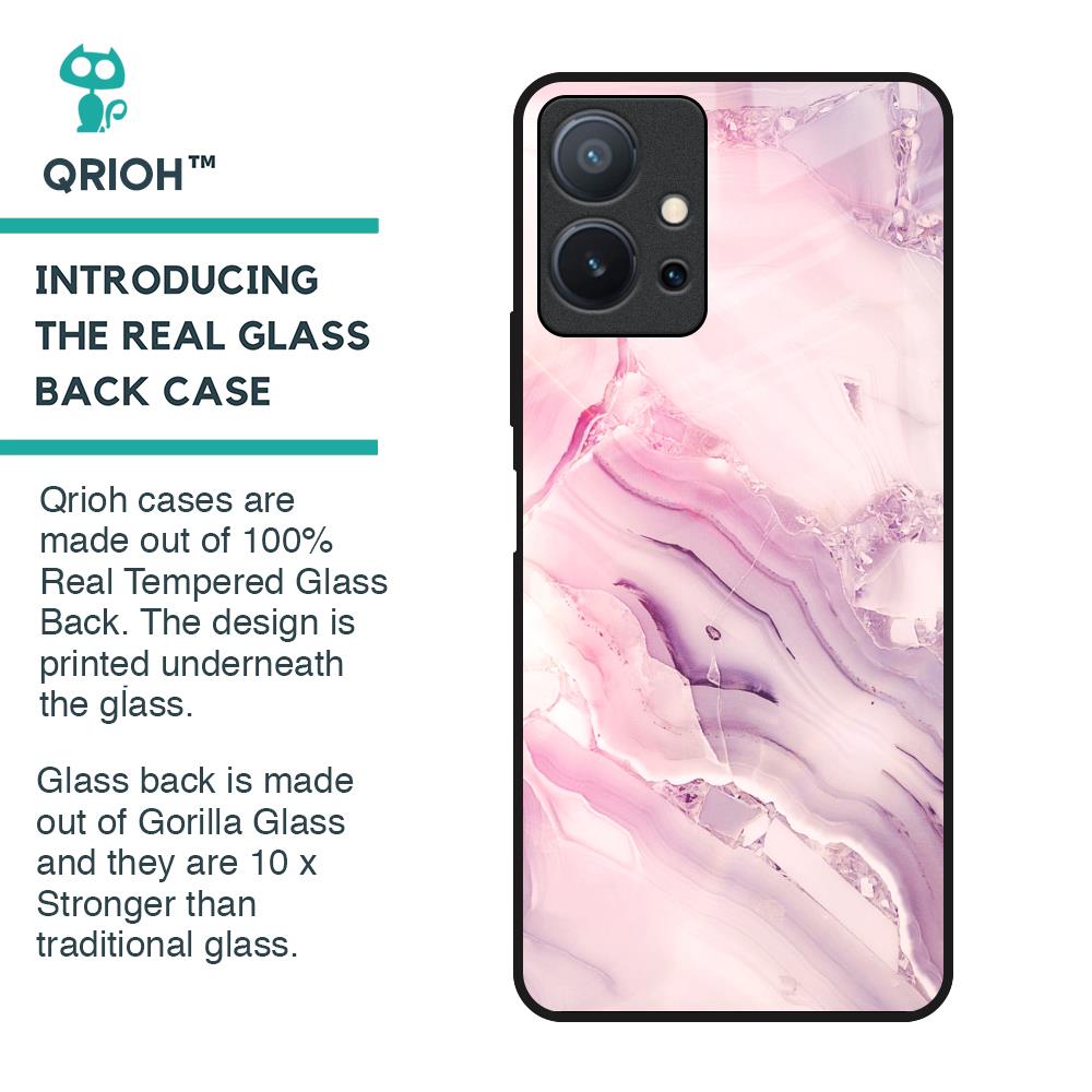 Diamond Pink Gradient Glass Case For Vivo T1 5G