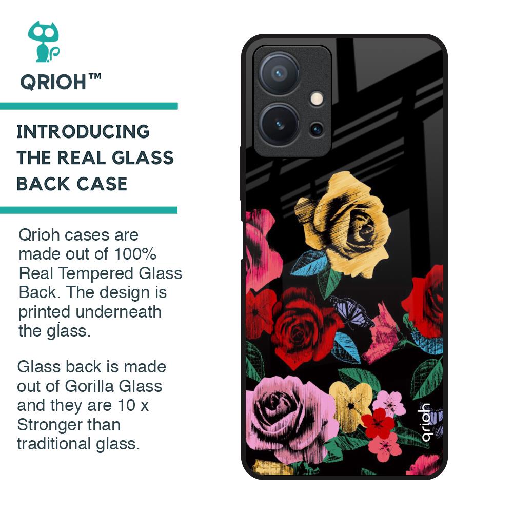 Floral Decorative Glass Case For Vivo T1 5G
