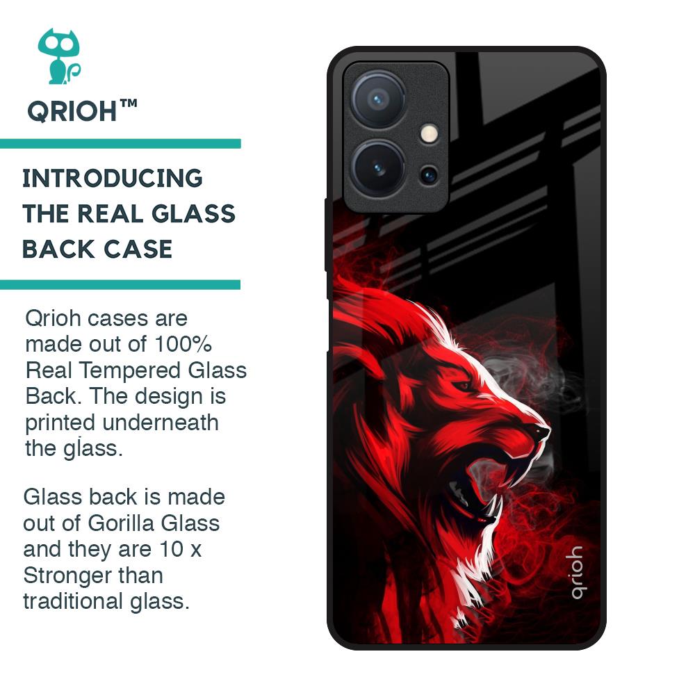 Red Angry Lion Glass Case for Vivo T1 5G