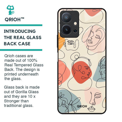 Abstract Faces Glass Case for Vivo T1 5G
