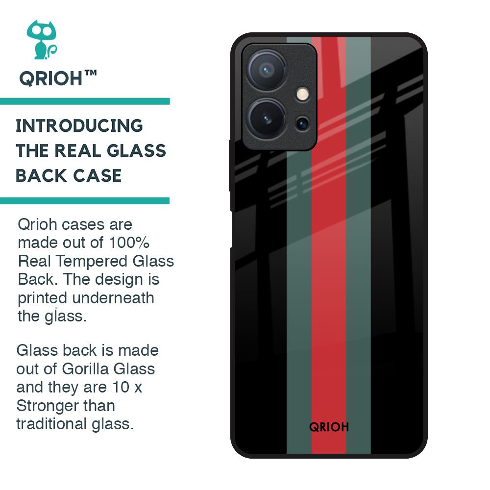 Vertical Stripes Glass Case for Vivo T1 5G