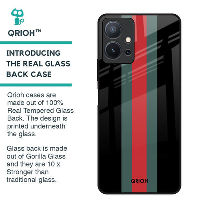 Vertical Stripes Glass Case for Vivo T1 5G