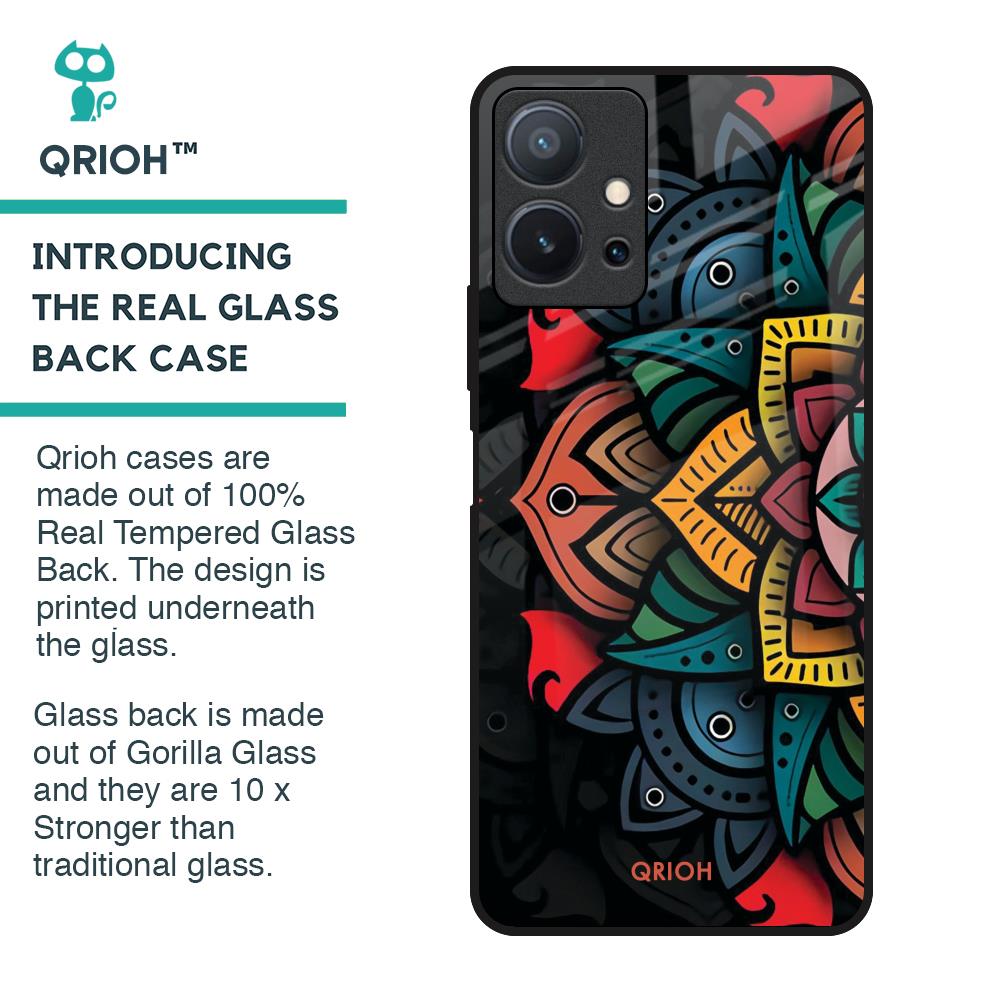 Retro Gorgeous Flower Glass Case for Vivo T1 5G