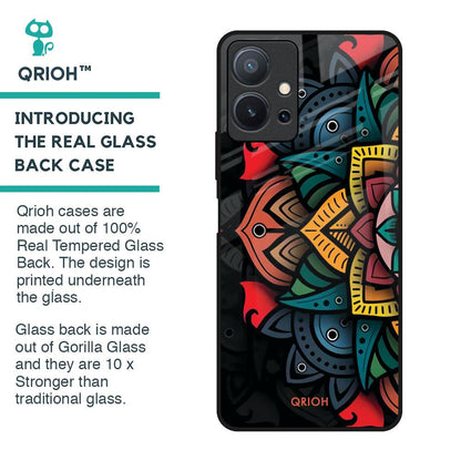 Retro Gorgeous Flower Glass Case for Vivo T1 5G