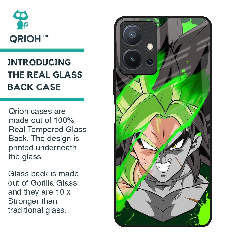 Anime Green Splash Glass Case for Vivo T1 5G