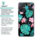 Tropical Leaves & Pink Flowers Glass Case for Vivo T1 5G