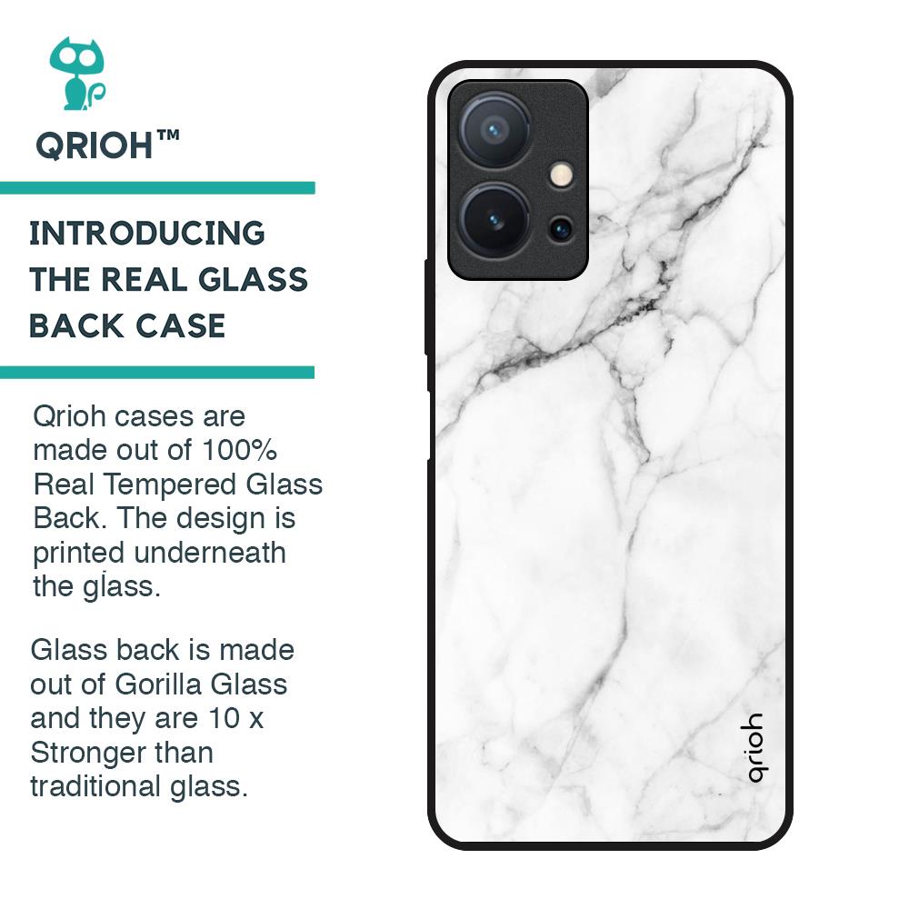 Modern White Marble Glass Case for Vivo T1 5G