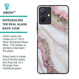 Pink & Gold Gllitter Marble Glass Case for Vivo T1 5G