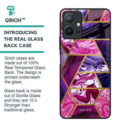 Electroplated Geometric Marble Glass Case for Vivo T1 5G